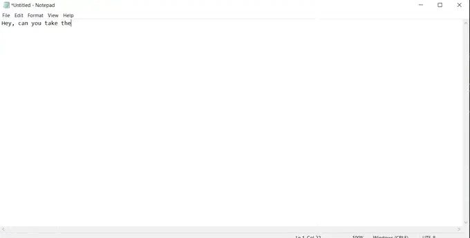 Screen recording of VoxScribe's real transcribed text being typed into Notepad, character by character